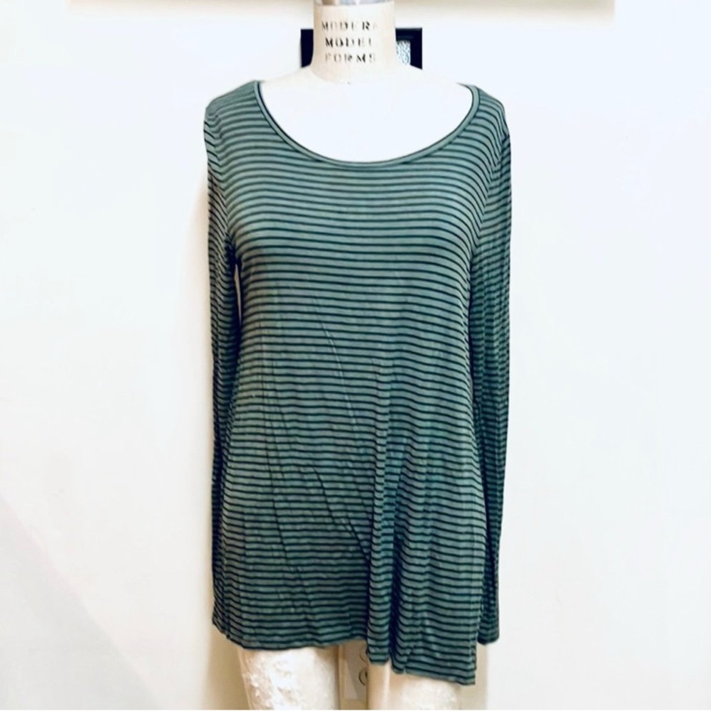 Old Navy Dark Green Striped Long Sleeve Top